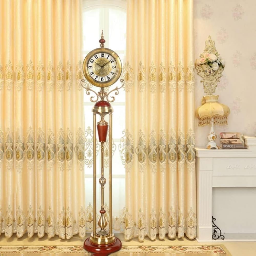 Zegar stojący kwarcowy do salonu Zegar stojący w pionie Retro cichy zegar ścienny zasilany bateriami do domu/sypialni
