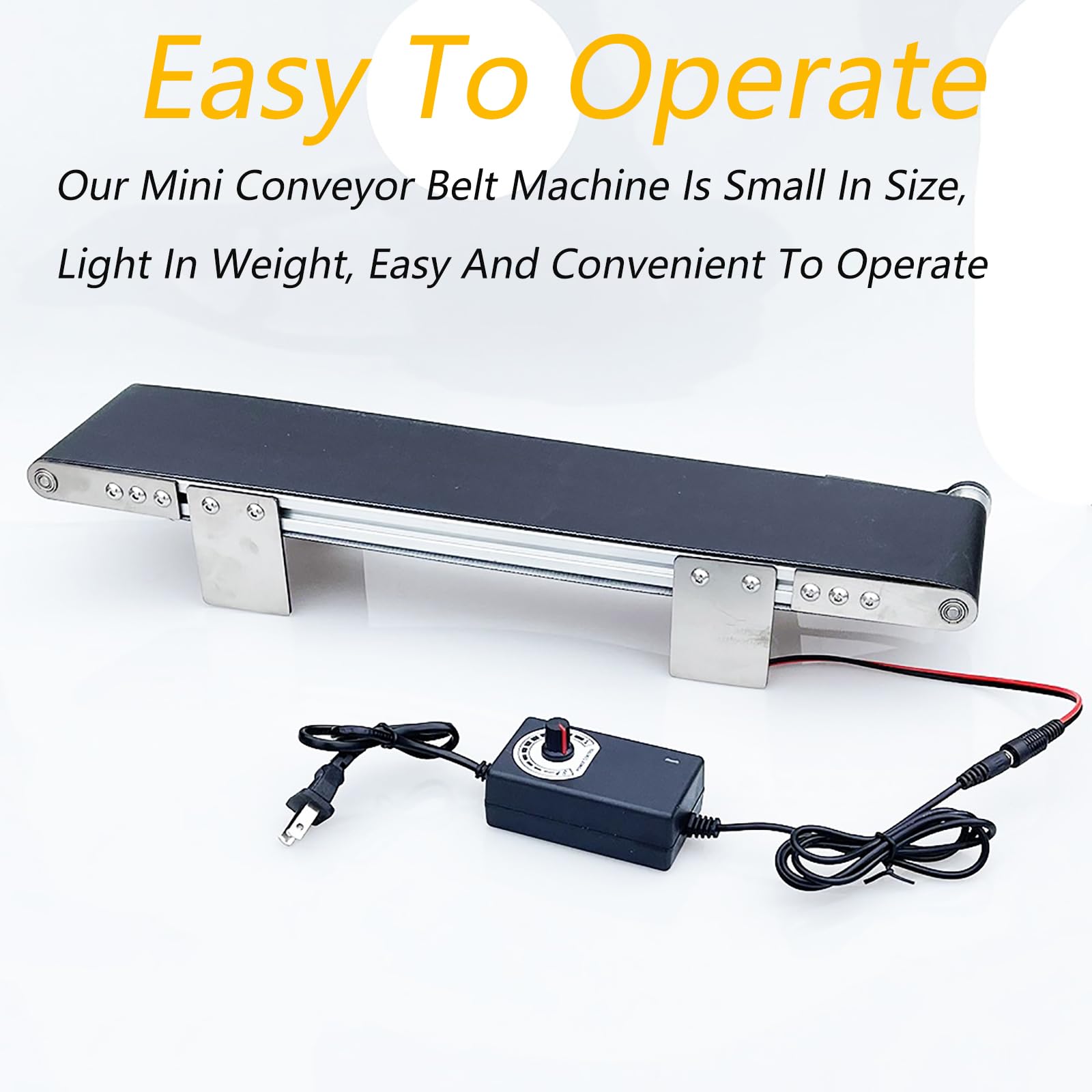 Cinta transportadora de escritorio, metal eléctrico, regulación de velocidad de 1 vía, longitud efectiva de 49 cm, ideal para fábrica de embalaje, uso en línea de producción, diseño duradero para