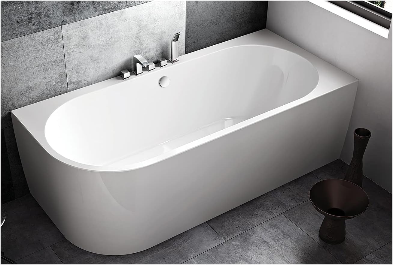 JASSFERRY 1800x820 mm Stand Alone Acrylic Corner Bathtub Modern Freestanding Design Soaking Bath Bathroom SPA Tubs (Right Hand Bath)