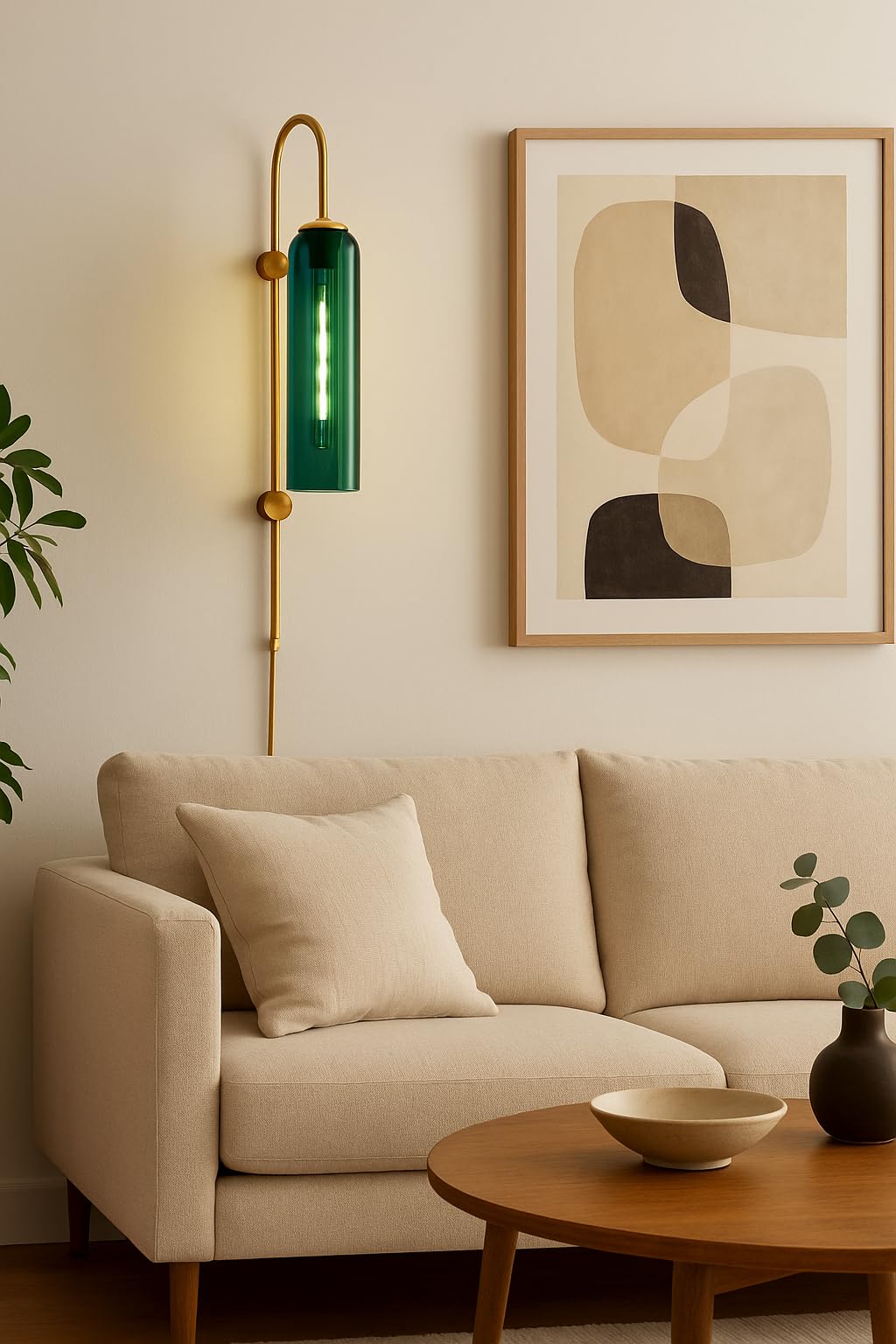 CORAL TREE-Designer Sunset Glass Wall Light | Wall Sconce Living Room Wall Mount Light E27 Decor Wall Lighting Fixtures for Mirror Bedroom Bathroom Dining Room Decor (Green)