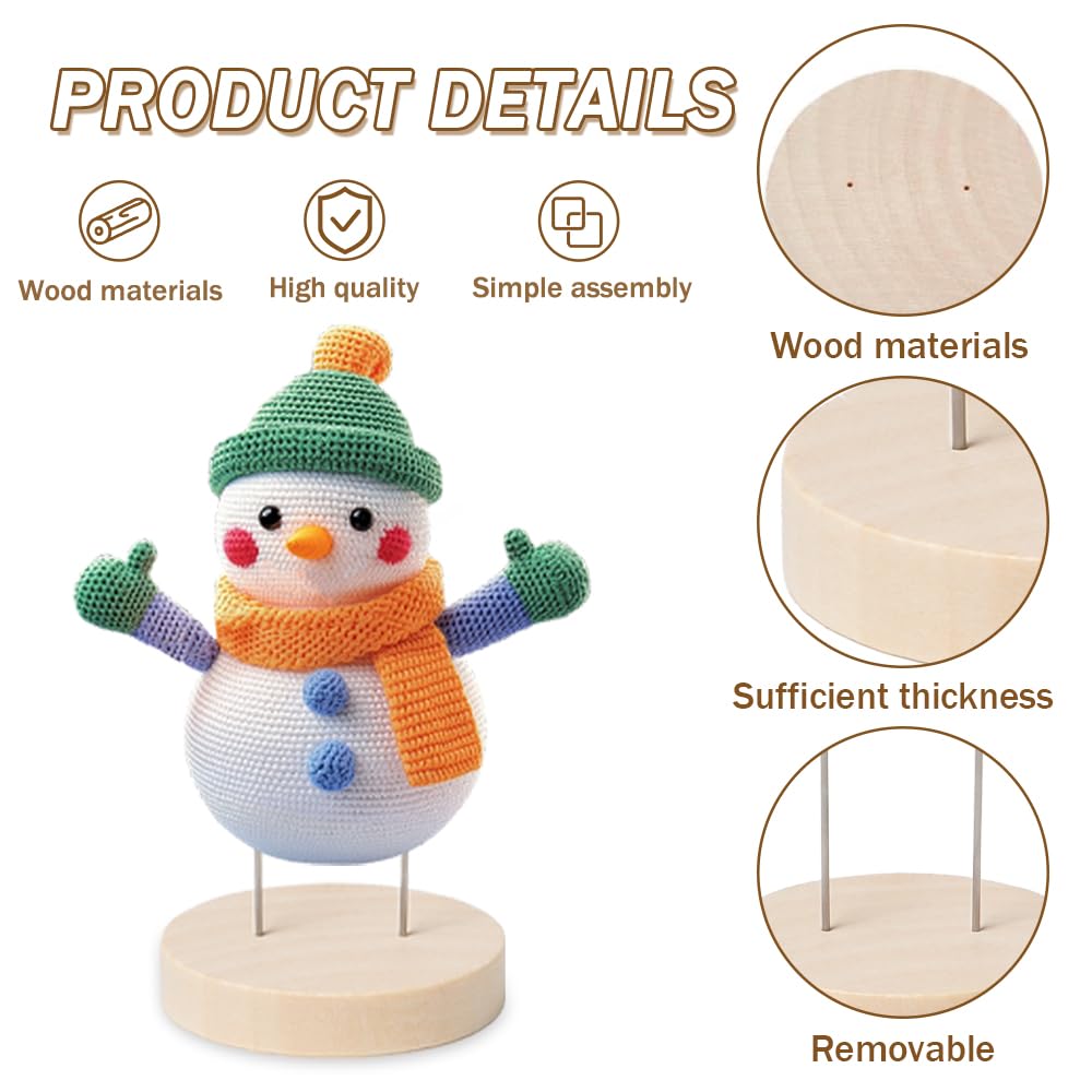 Supporto per Bambole in Feltro Legno 5 cm con Doppio Ago in Acciaio - 20 Pezzi Espositore per Bambola All'Uncinetto Fatte a Mano
