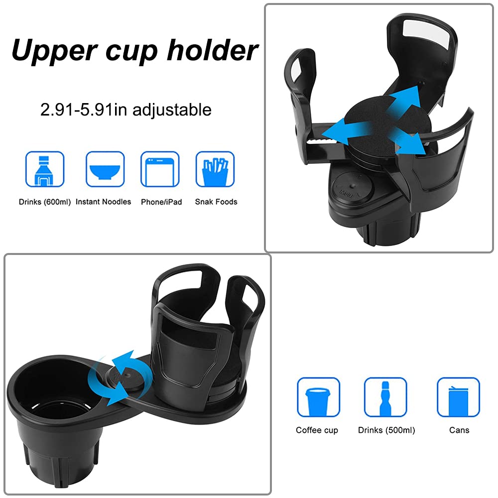 2-in-1 Auto Getränkehalter Schwarz - 360° Drehbar Mit Verstellbarem Boden