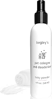 Begley's Baby Powder Pet Cologne Spray - Long-Lasting Dog & Cat Deodorizer, Odor Eliminator & Coat Conditioner, 4oz