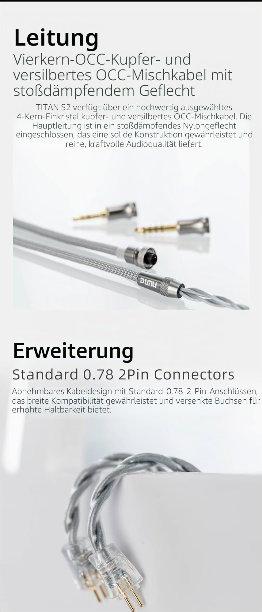 LEAUDIO DUNU Titan S2 Kopfhörer, Dual-Kammer, Dual-Magnetischer Schaltkreis, leistungsstarke, dynamische In-Ear-Kopfhörer, 0,78, 2-polig