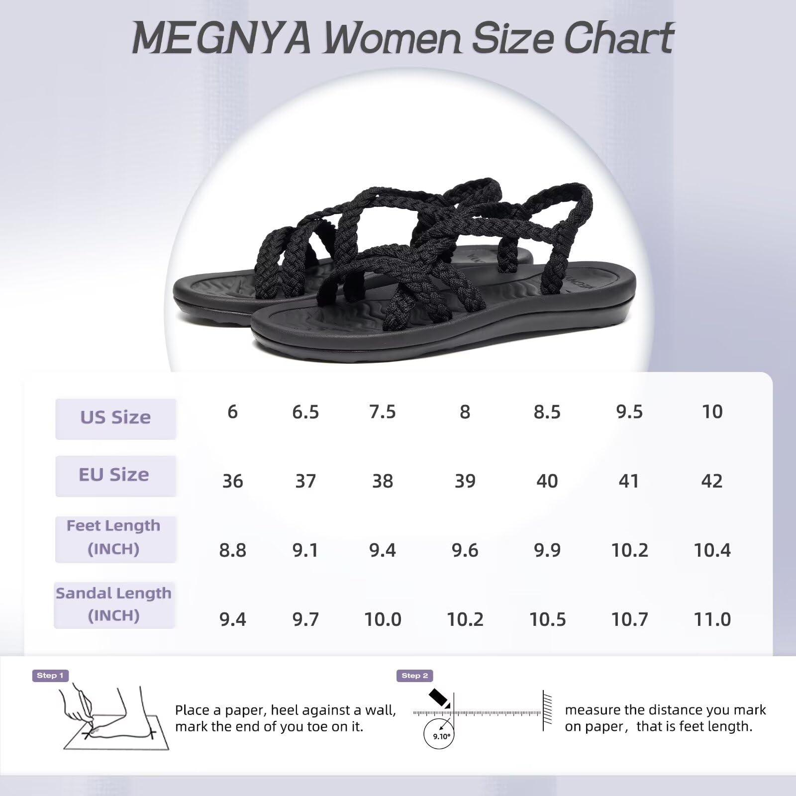 MEGNYA Sandales de marche confortables pour femme avec soutien de la voûte plantaire, sandales de randonnée athlétiques avec sangles faites à la main, sandales d'extérieur douces pour plage, piscine