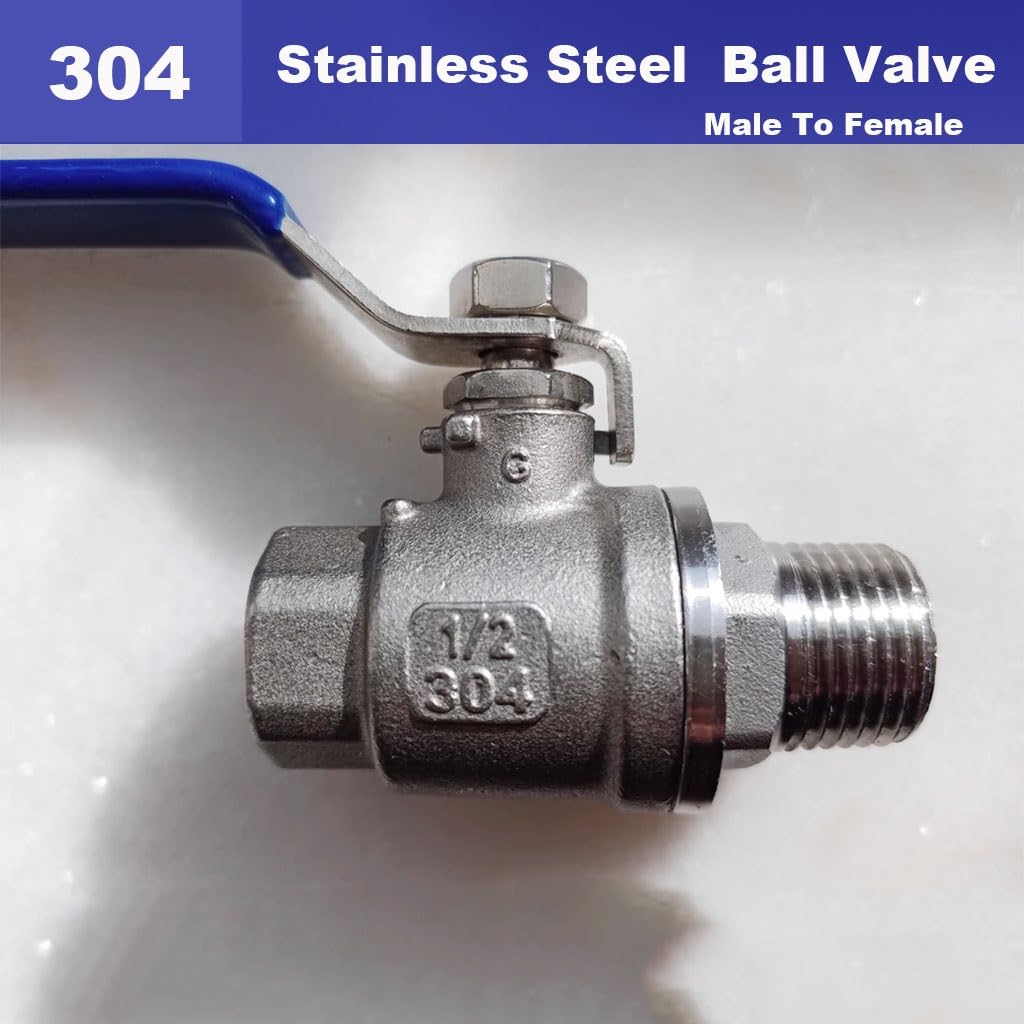 Valvola A Sfera In Acciaio Inossidabile 304, Interruttore For Valvola For Tubo Dell'acqua In 2 Pezzi Filettato Maschio-femmina Da 1/4" 3/8" 1/2" 3/4" 1" 1-1/4" 1-1/2" 2" Maschio-femmina, 1 Pz(1-1/2")