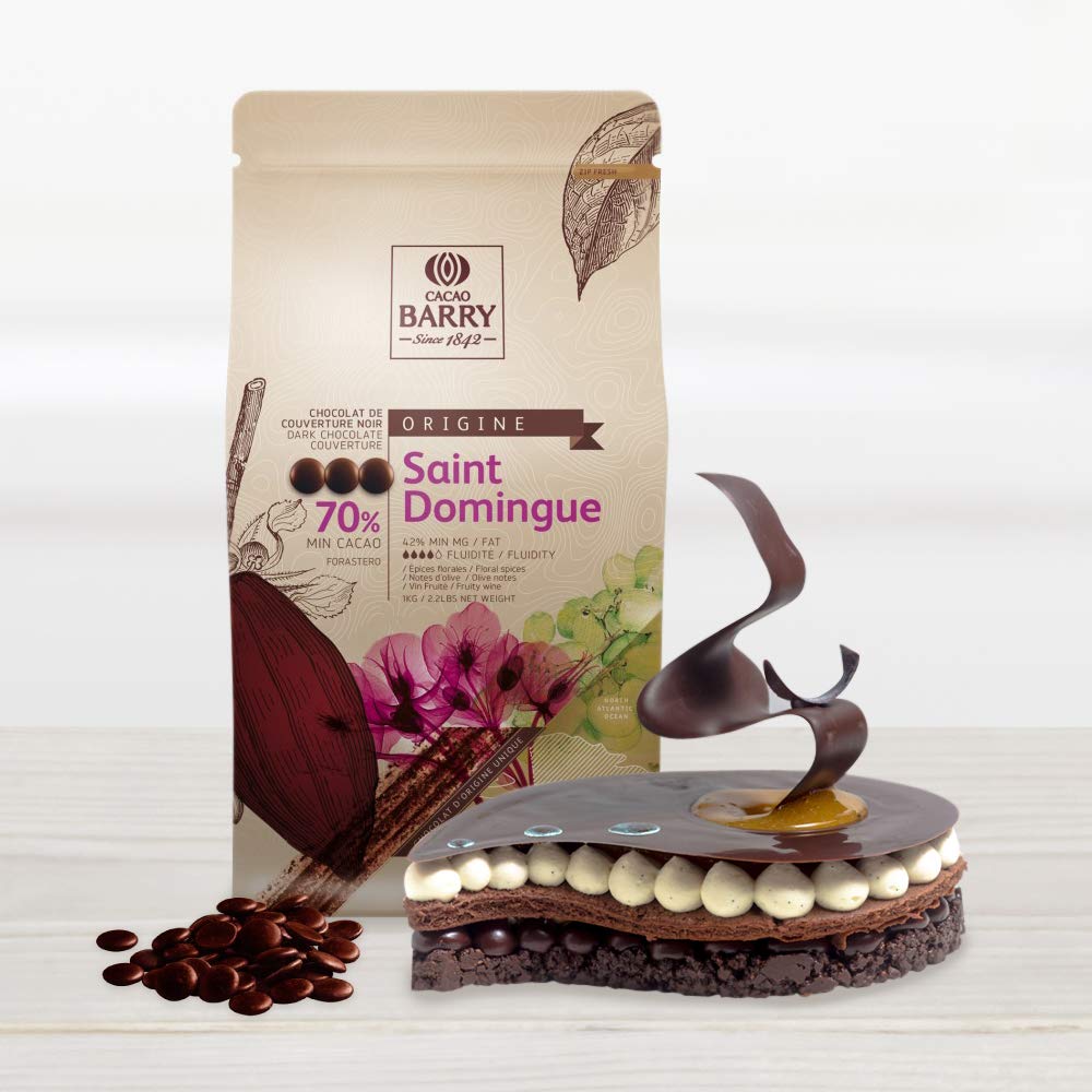 Cacao Barry - Saint Domingue 70% Origine chocolat noir de couverture pistoles 2,5 kg