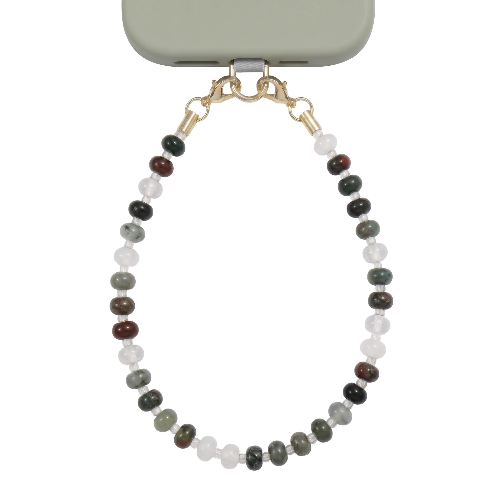 POSADINA Natural Stone Phone Charm, Beaded Healing Phone Wrist Strap, Handmade Cellphone Chain Lanyard with Tether Tab