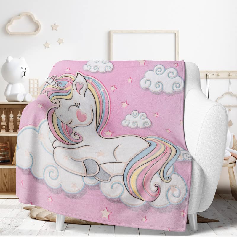 Plaid eenhoorn fleece Glow In The Dark deken 100x150cm roze