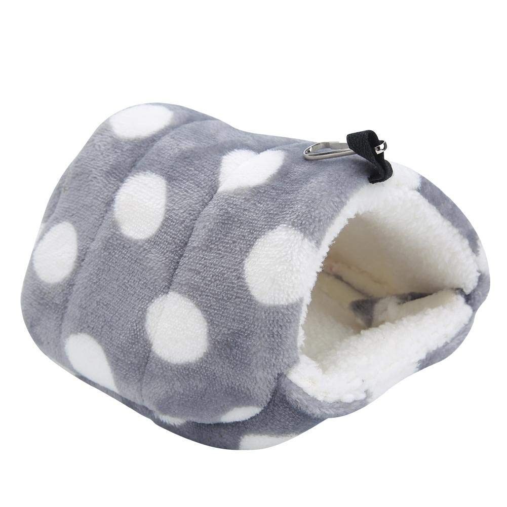 Pssopp Hamster cama colgante invierno cálido franela hámster jaula nido hamaca casa para mascotas pequeñas Ardilla planeador azúcar Guinea Pig (Gray Big Dot) (Gray Big Dot S)