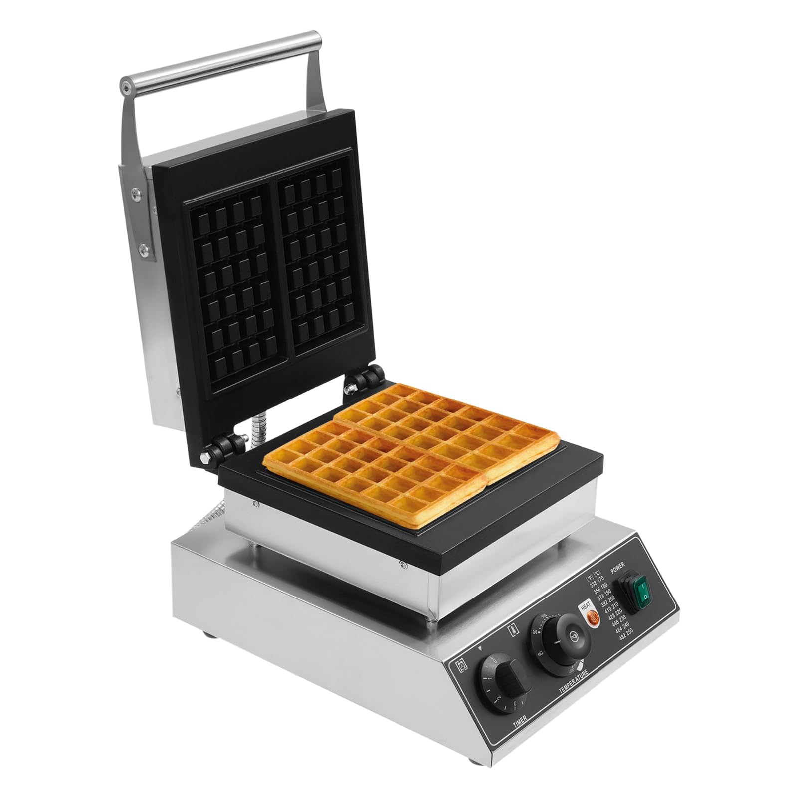 1750W/2000W Waffelbereiter 4-Fach/2-Fach Waffelmaschine mit Antihaftbeschichtung, Timer & Temperaturregler Professionelles Waffelmaschine für Gastronomie & Haushaltsküchen (2er-Backform)