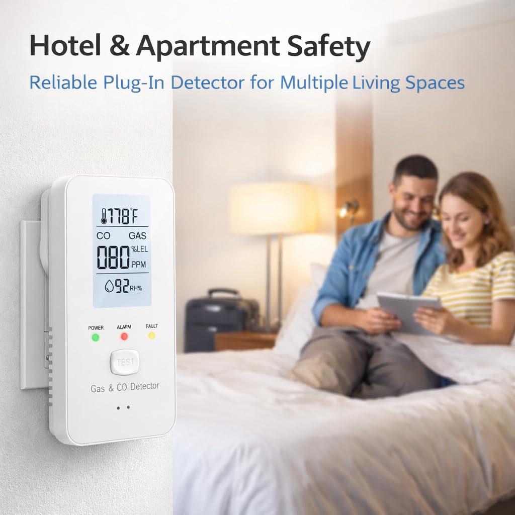 Steadfast Haven 4-in-1 Detector with HD Screen, Home, Apartment, Hotel, Camping RV (White) (White-Color Screen) - 5