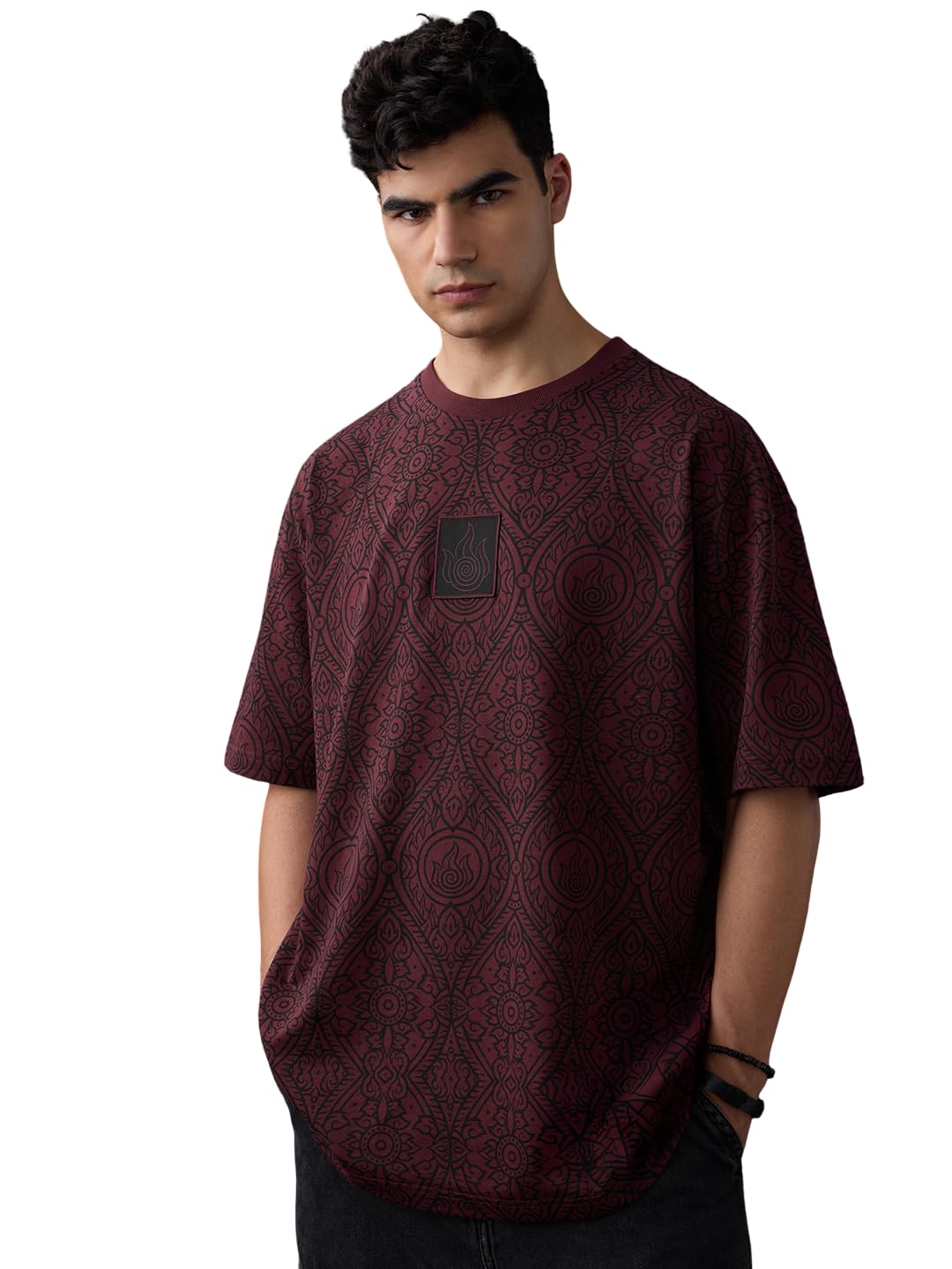 the souled store Avatar: Air Fire Water Earth Bender Men and Boys Short Sleeves Round Neck Applique Pathed Woven Badge Casual Streetwear Cotton Oversized T-Shirt-picture-18