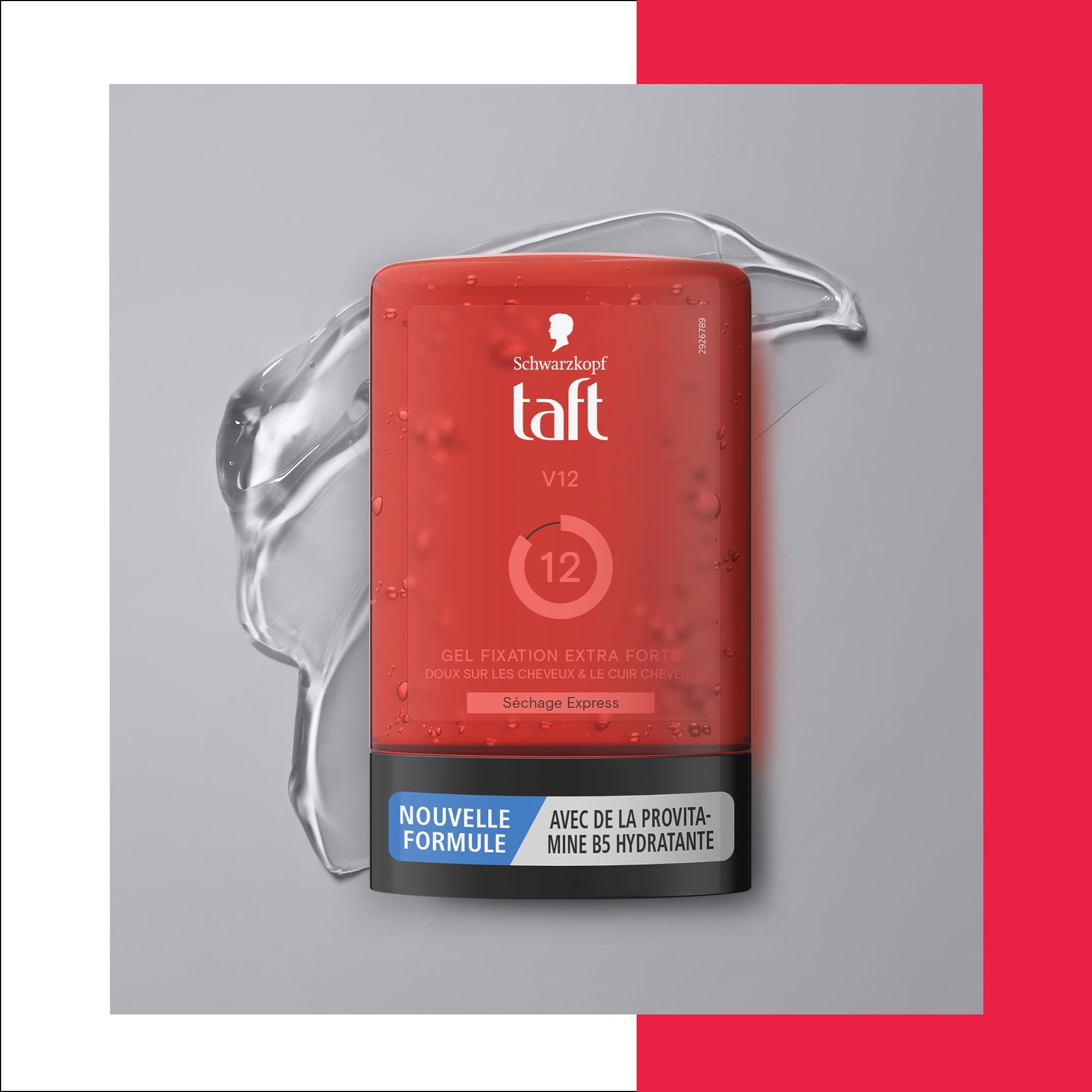 Taft - Schwarzkopf - Gel Tube Coiffant - Gel V12 - Séchage Express - Fixation Extra Forte - Doux sur les cheveux et le Cuir Chevelu - Sans Effet Collant - Formule Provitamine B5-250 ml - Lot de 6