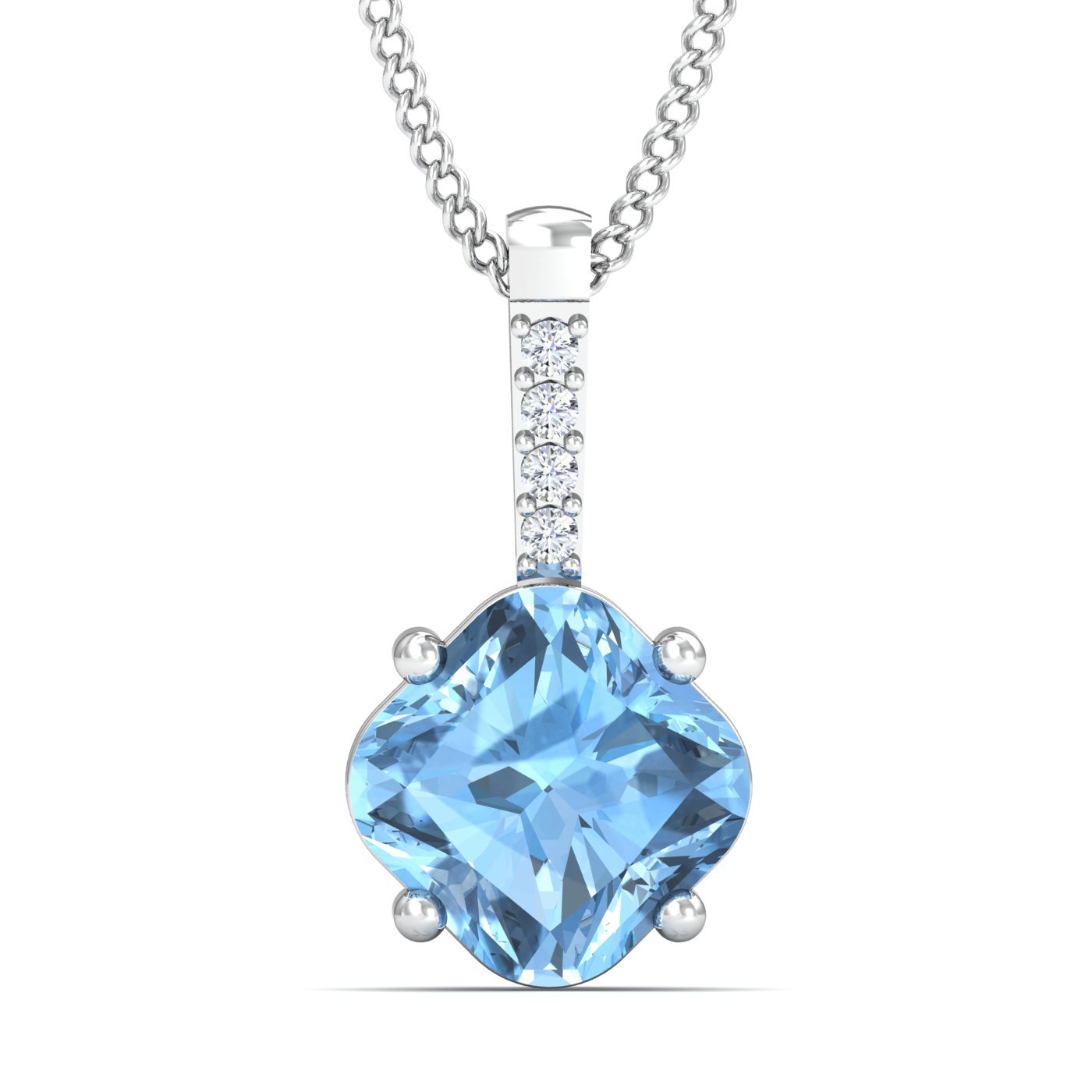 18KT White Gold Dazzling Aquamarine Pendant for Women-image-38