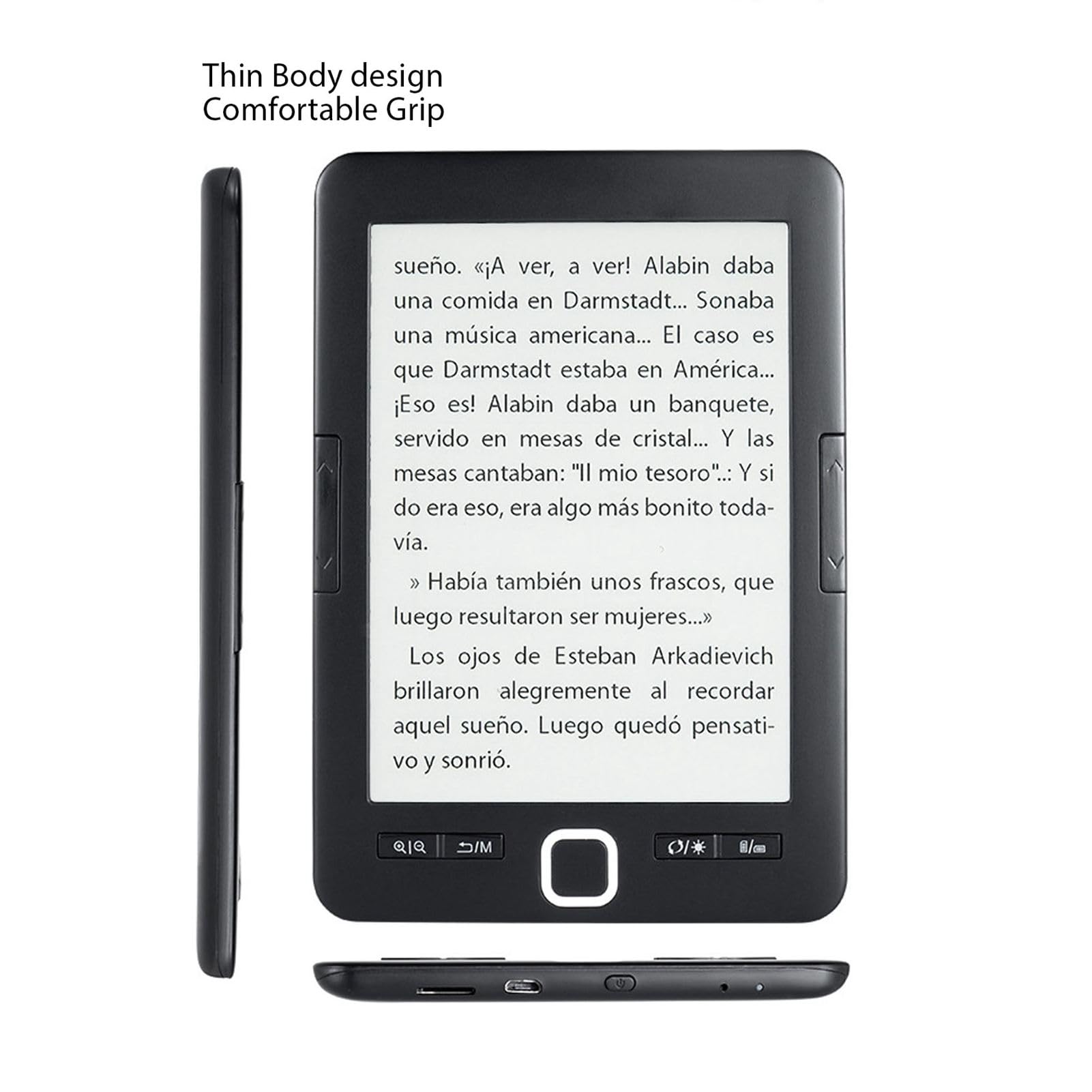 Lector de Libros Eléctrico Lector Portátil de Brillo Ajustable para Viajes Diarios, de Libros con Pantalla de Tinta de Pantalla de 6 Pulgadas para Novelas, de Texto, Cómics [ de Eléctrico