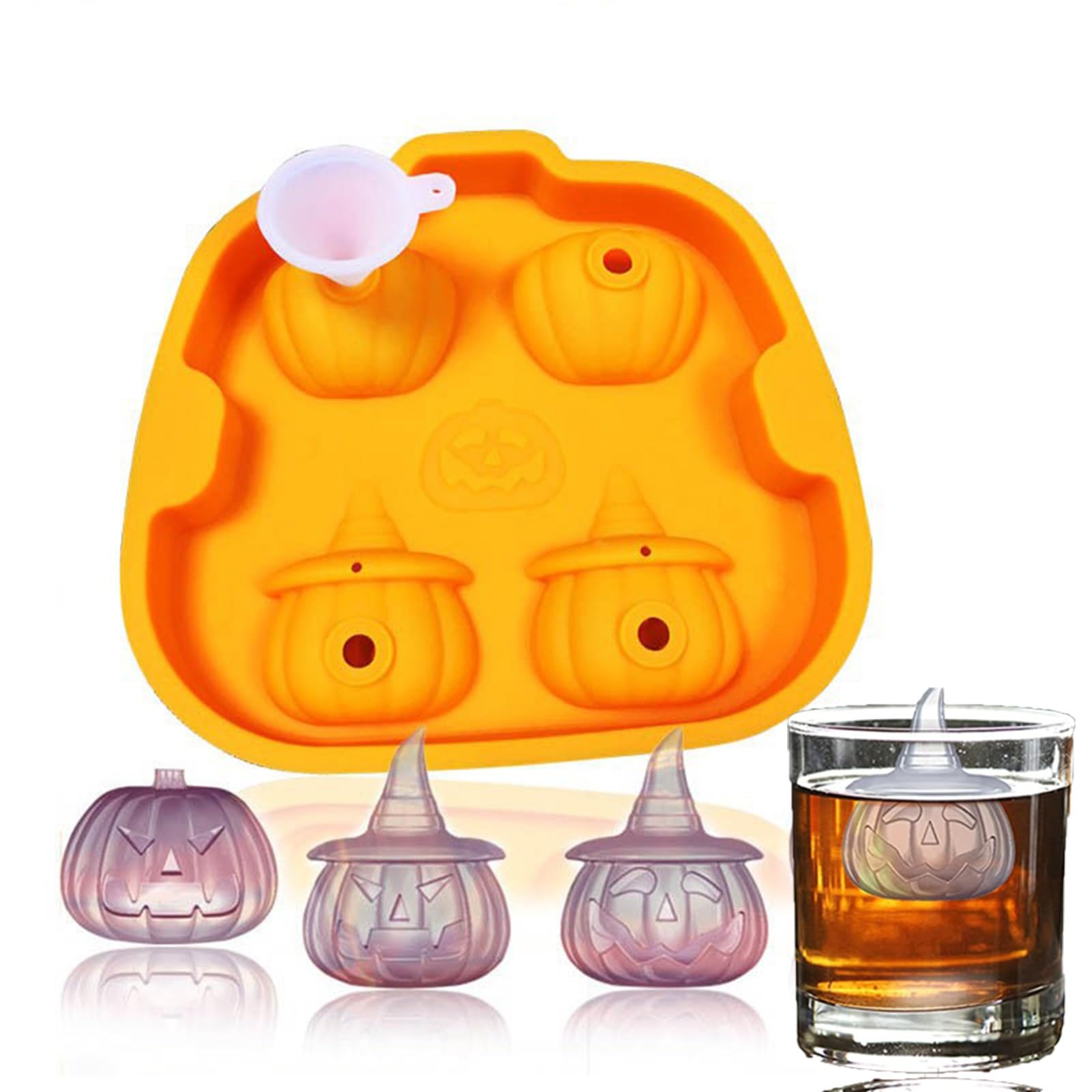 animacoser Halloween Pumpkin Mould Ice Cube Tray Silicone Ice Cube Tray Chocolate Mould for Party