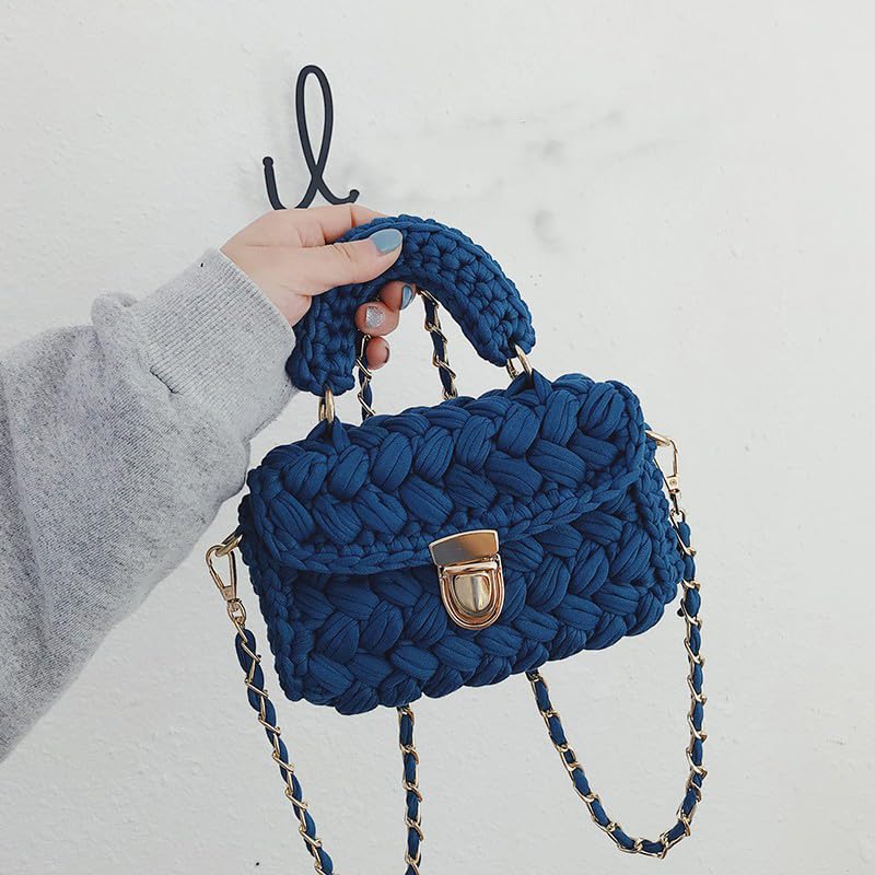 Bolso tejido a mano en crochet, bolso tote de punto grueso, bolso cruzado para mujer, color negro miniatura 3