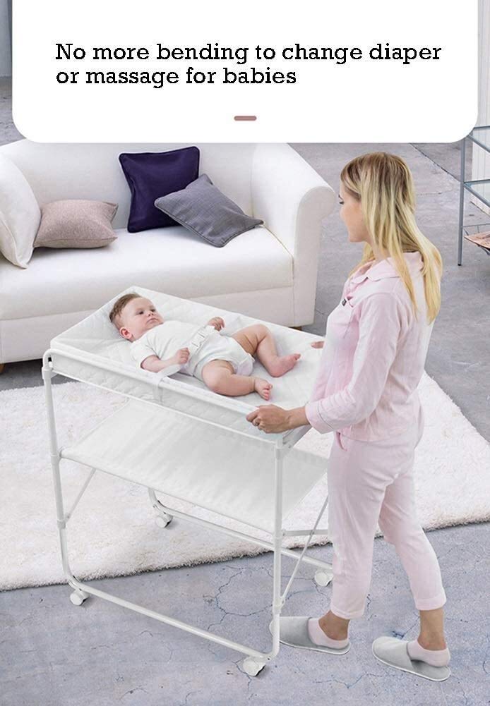 FAXIOAWA Fasciatoio Pieghevole fasciatoio per Piccoli spazi, Stazione per Pannolini con Scatola portaoggetti, Organizer per la cameretta dei Neonati, Bianco