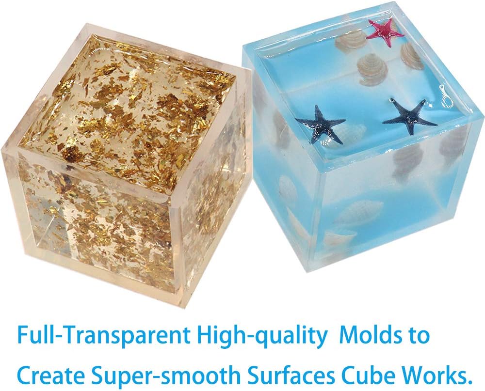 VTurboWay 2 Pack DIY Square Resin Mold, Cube Silicone Molds, Size 5cm