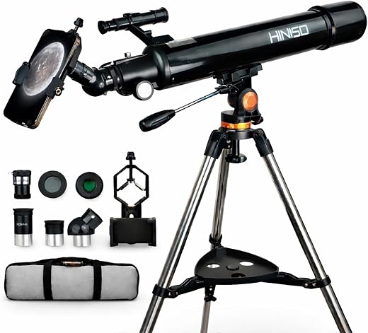 HINISO 90AZ Astronomical Telescope for Adults &amp; Beginners | 90mm Refractor with 800mm Focal Length | Moon &amp; Planet Viewing...