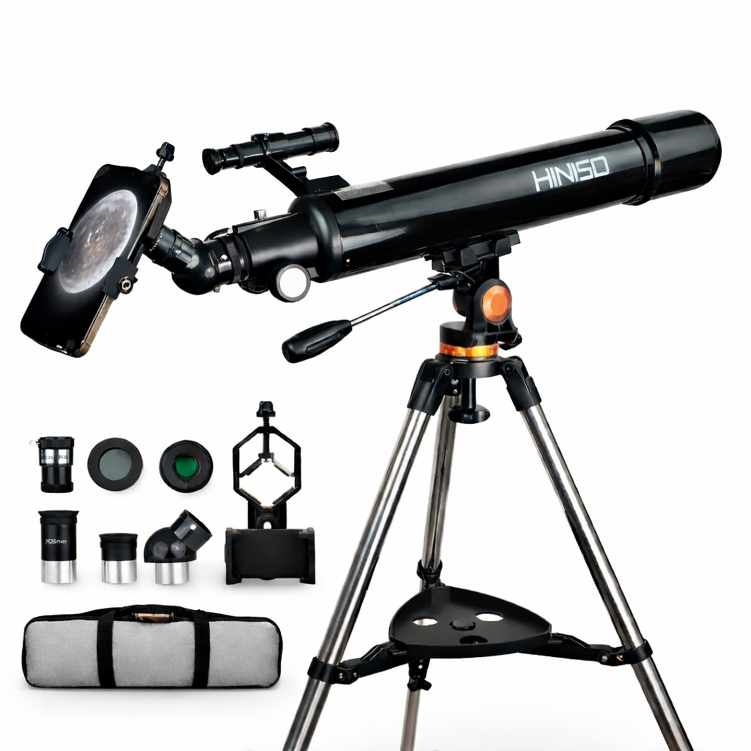 HINISO 90AZ Astronomical Telescope for Adults & Beginners | 90mm Refractor with 800mm Focal Length | Moon & Planet Viewing
