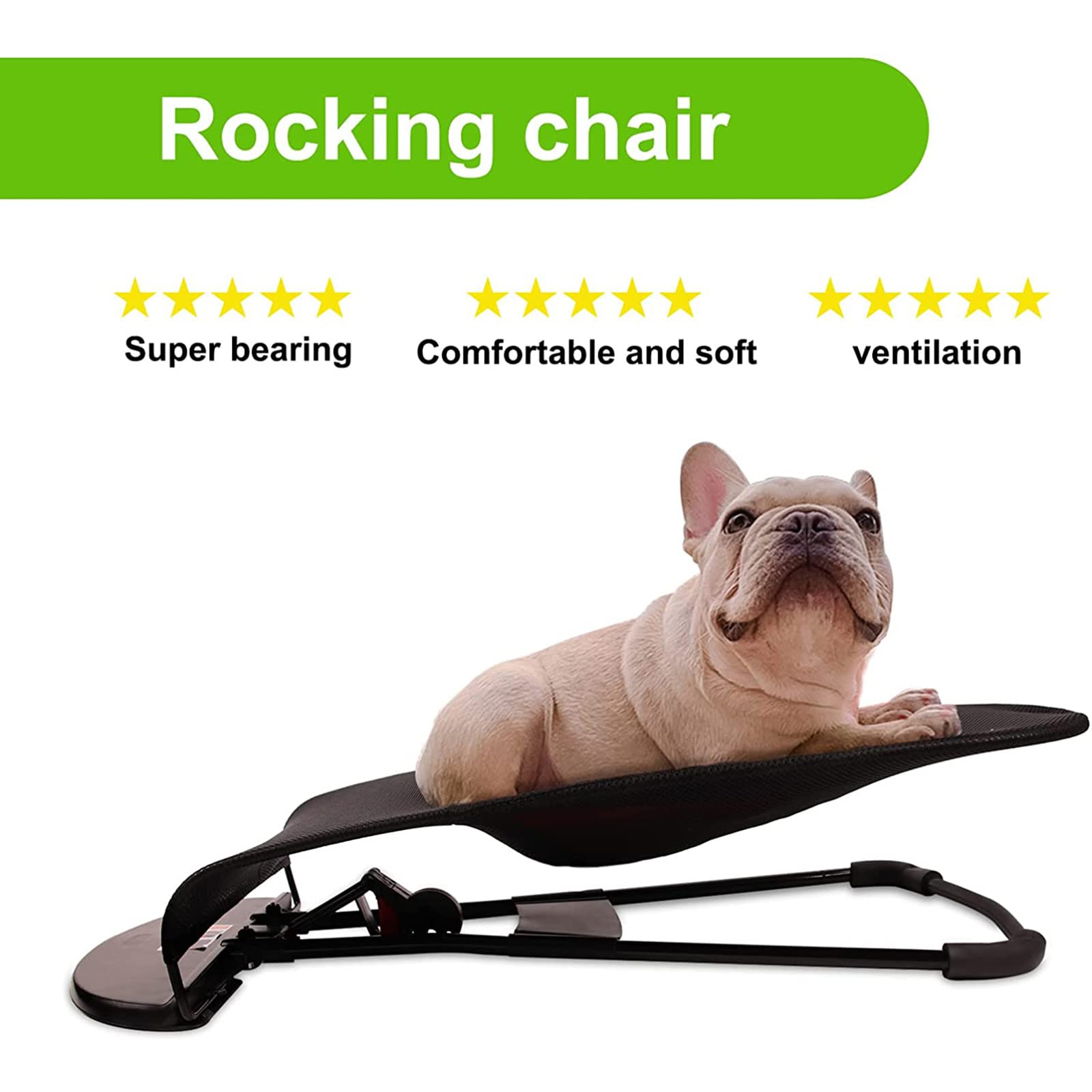 Sedia a Dondolo per Cani, Portatile, Pet Dog Cat Bed, Letto Pieghevole Adatto per Animali Domestici sotto 33 libbre / 15 kg, Nero