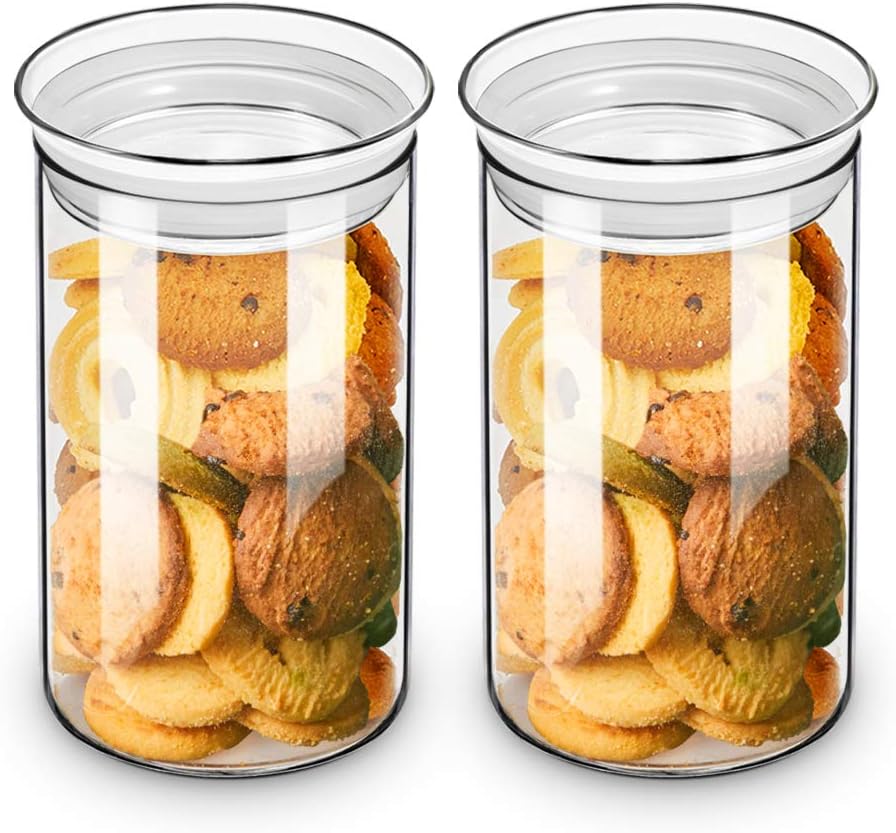 ZENS 37oz Glass Jars Set of 2, Clear Glass Kitchen Canisters with Airtight Lids, Wide Mouth Glass Storage Containers for Cereal, Coffee Beans, Loose Tea ZENS 37oz Glass Jars Set of 2, Clear Glass Kitchen Canisters with Airtight Lids, Wide Mouth Glass Storage Containers for Cereal, Coffee Beans, Loose Tea