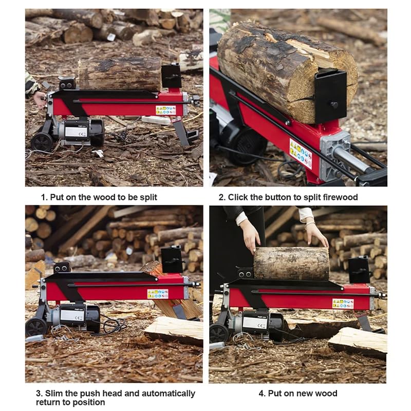 Fendeuse de bûches électrique 8 tonnes – Machine hydraulique à fendre le bois avec interrupteur à pied, capacité de 520 mm de longueur pour la récolte du bois de chauffage et de la foresterie