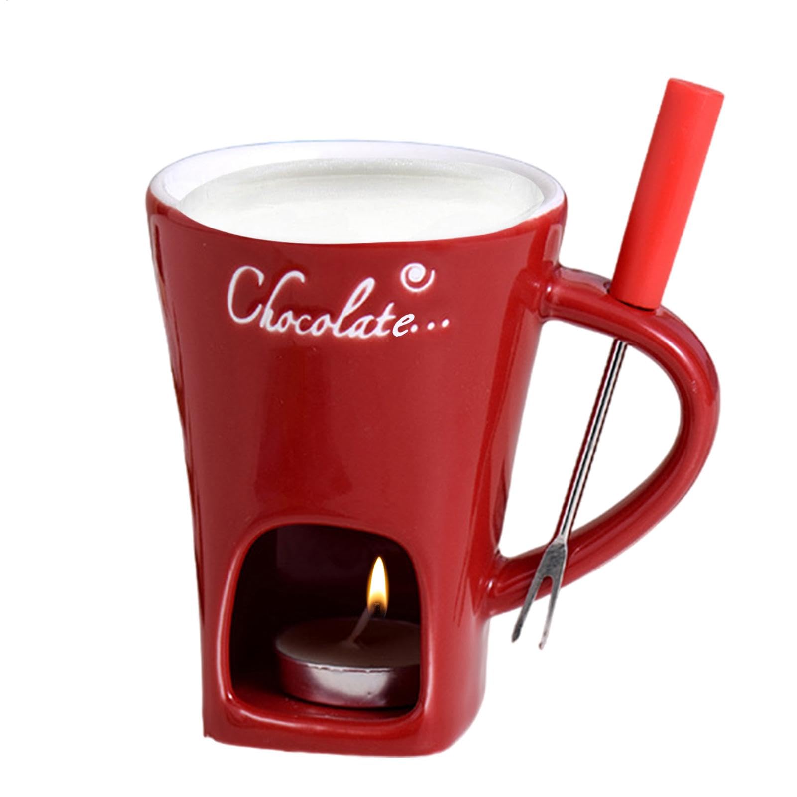 Taza de chocolate para derretir olla caliente, taza de fondue de chocolate, taza de cerámica para fundir olla caliente, taza de fondue con las velas de té incluidas para crear un ambiente acogedor