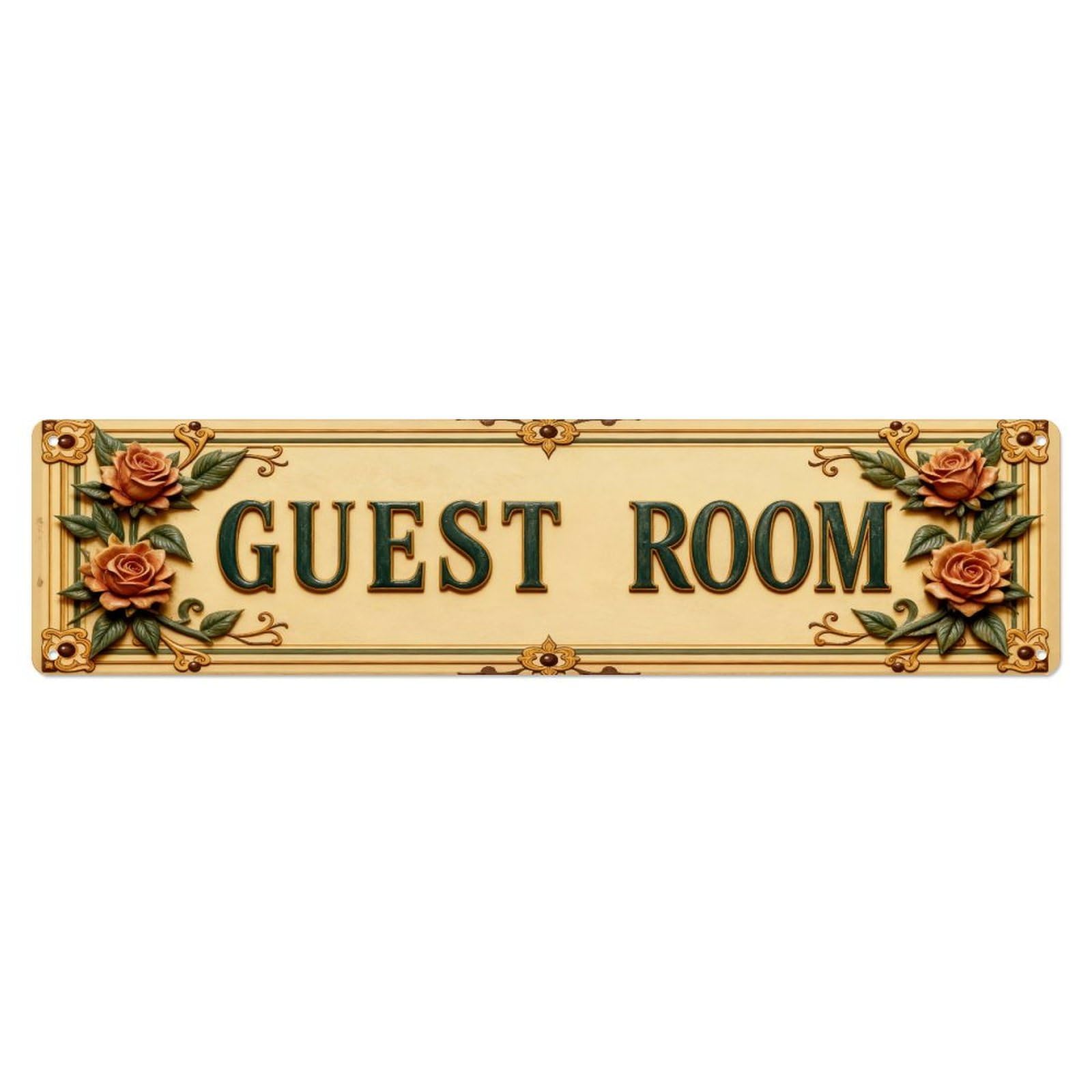 Guest Room Floral Rose Pattern Metal Tin Sign Plaque