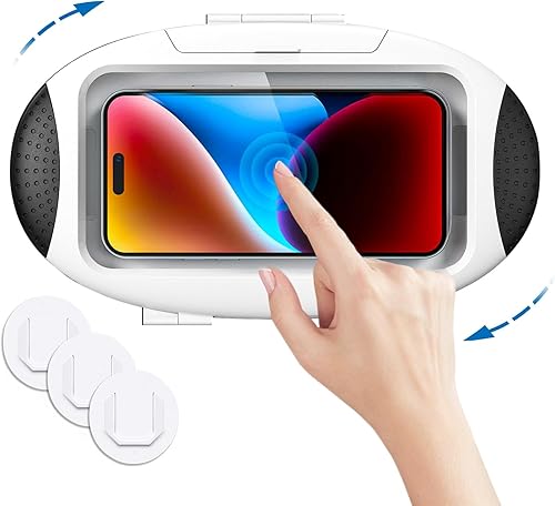 URROY Soporte para teléfono de ducha, impermeable, anti niebla, pantalla táctil, rotación de 480 grados, para baño, cocina, montaje en pared para