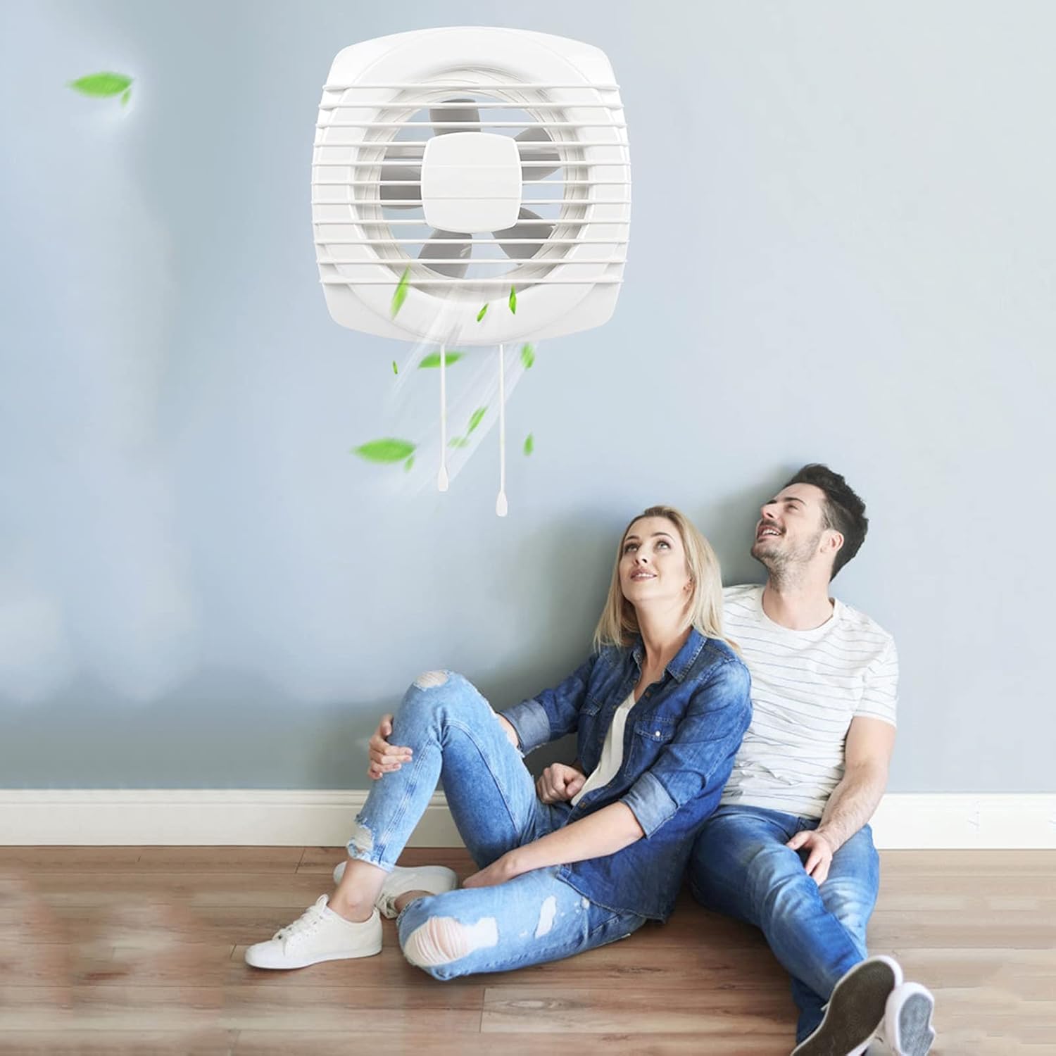 Exhaust Fan Home Drawstring Exhaust Fan 6"8" Bathroom Window Type Ventilation Fan Double Drawstring Mute Blinds Exhaust Fan, White, 24W, 153CFM Vent Fan (Size : 6 inch)