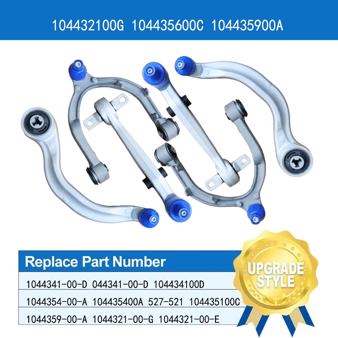 104432100G 104435600C 104435900A Front Upper Lower Control Arms Kit with Ball Joints Compatible with Model 3 2017-2023 Control Arm Kit (6Pcs)