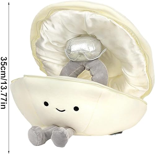 Miniatura 8 de Caja de anillo de peluche de juguete  Concha con juguete de perla, lindo juguete de concha de almeja rellena, caja de anillo suave creativa de felpa