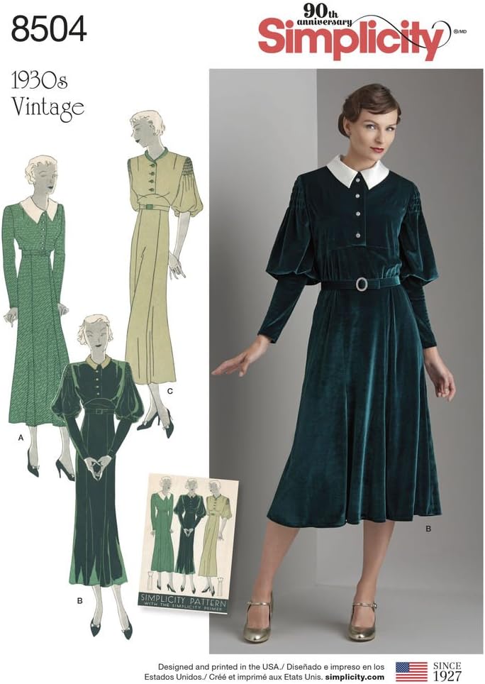 Simplicity Pattern 8504 D5 Misses' Vintage Dress, Size 4-6-8-10-12