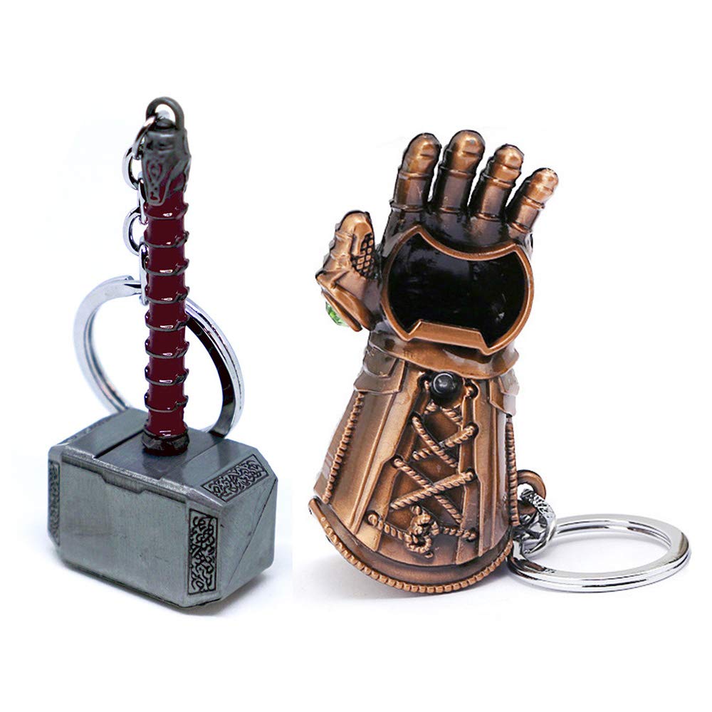 Nidavellir2-Pack Hammer & Glove Keychain Bottle Openers, Beer Gifts for Men, Husband, Dad, Grandpa, Boyfriend