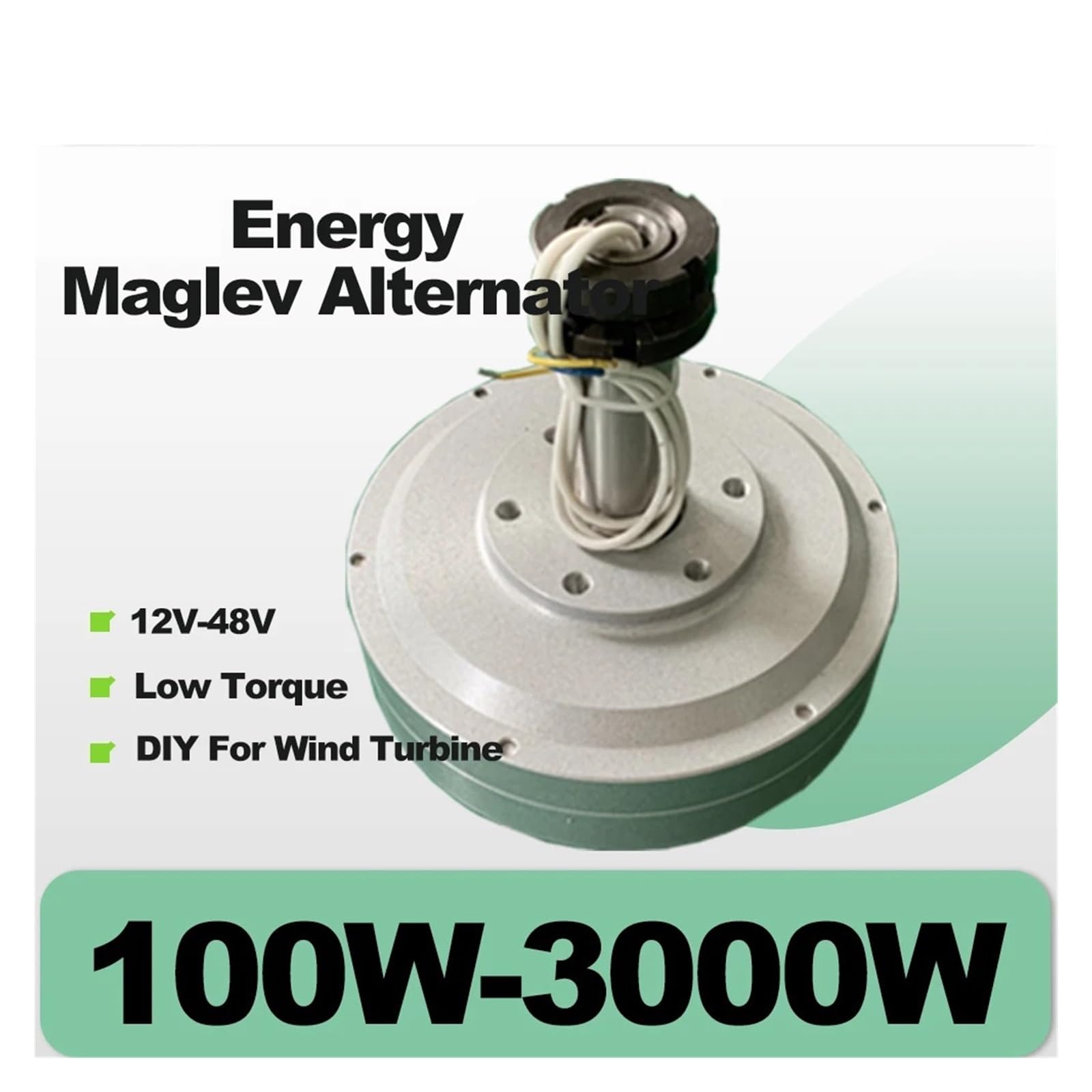 Générateur sans noyau, faible RPM, 300 tr/min, 200W, 500W, 100W, 3000W, faible résistance, démarrage rapide, fonctionnement for éolienne hydraulique(With base,48V,500W)