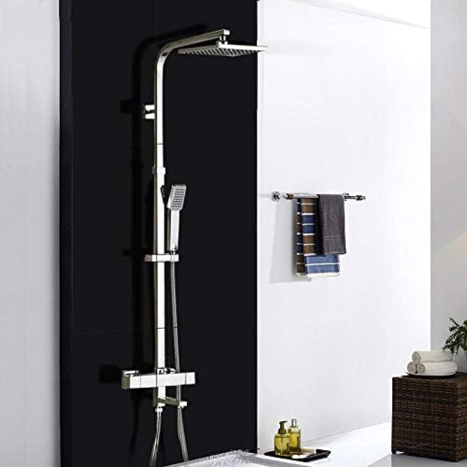 Robinets de douche mitigeur mural en laiton chromé pour bain chaud et froid