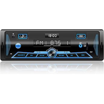 RDS Car Radio Bluetooth for 2 USB Wistrue FM/AM Car Radio 1DIN Car Radio Bluetooth 7 Colours Radio with Remote Control MP3 Player 9-24V/Independent Clock/SD/AUX