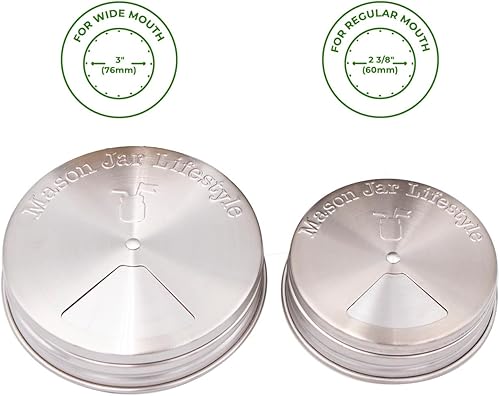 Miniatura 2 de Paquete de 4 tapas para coctelera de especias de acero inoxidable para tarros Mason (boca regular)