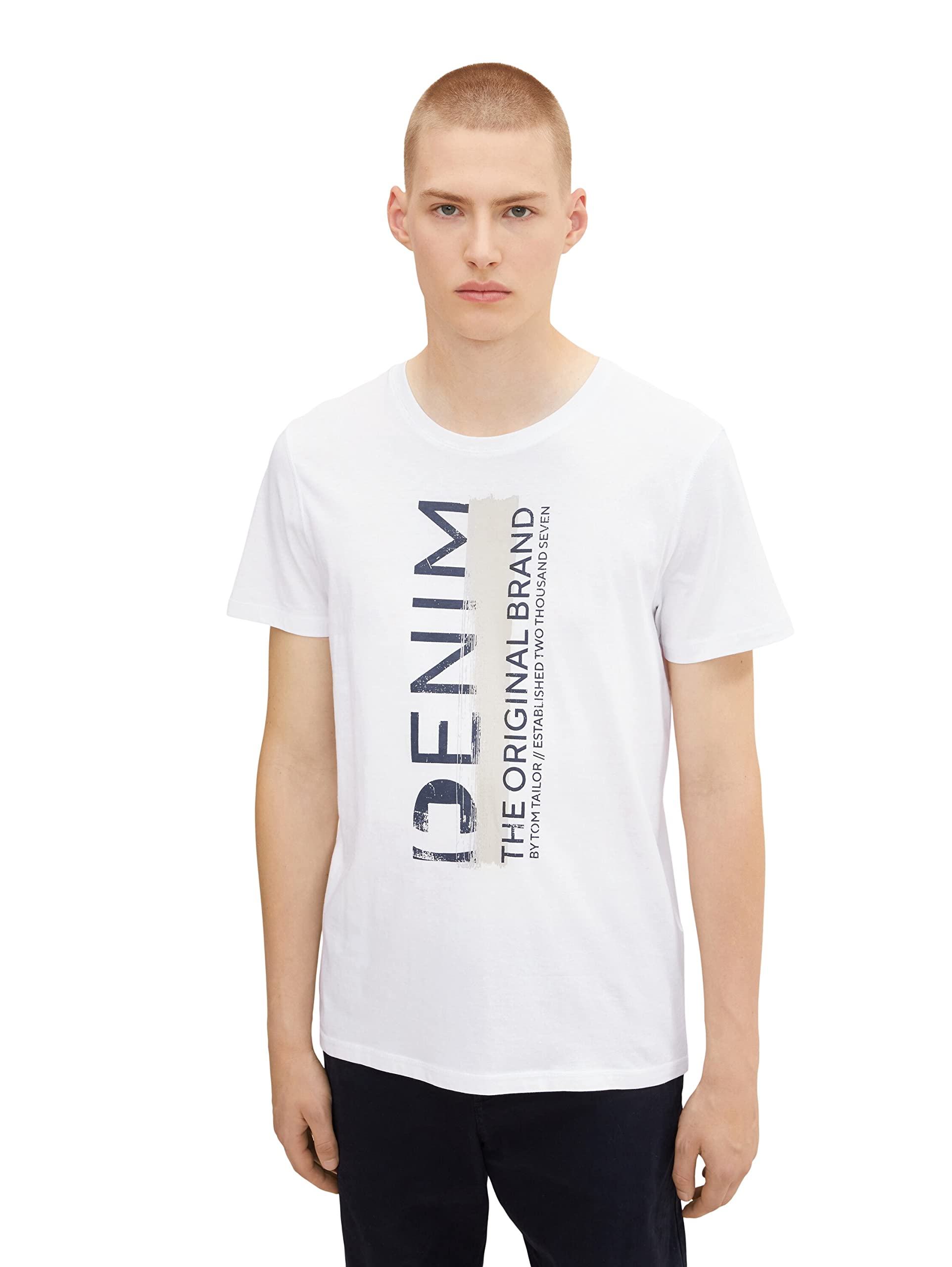 Tom Tailor Denim Men's 1034728 T-Shirt, 20000-White, S