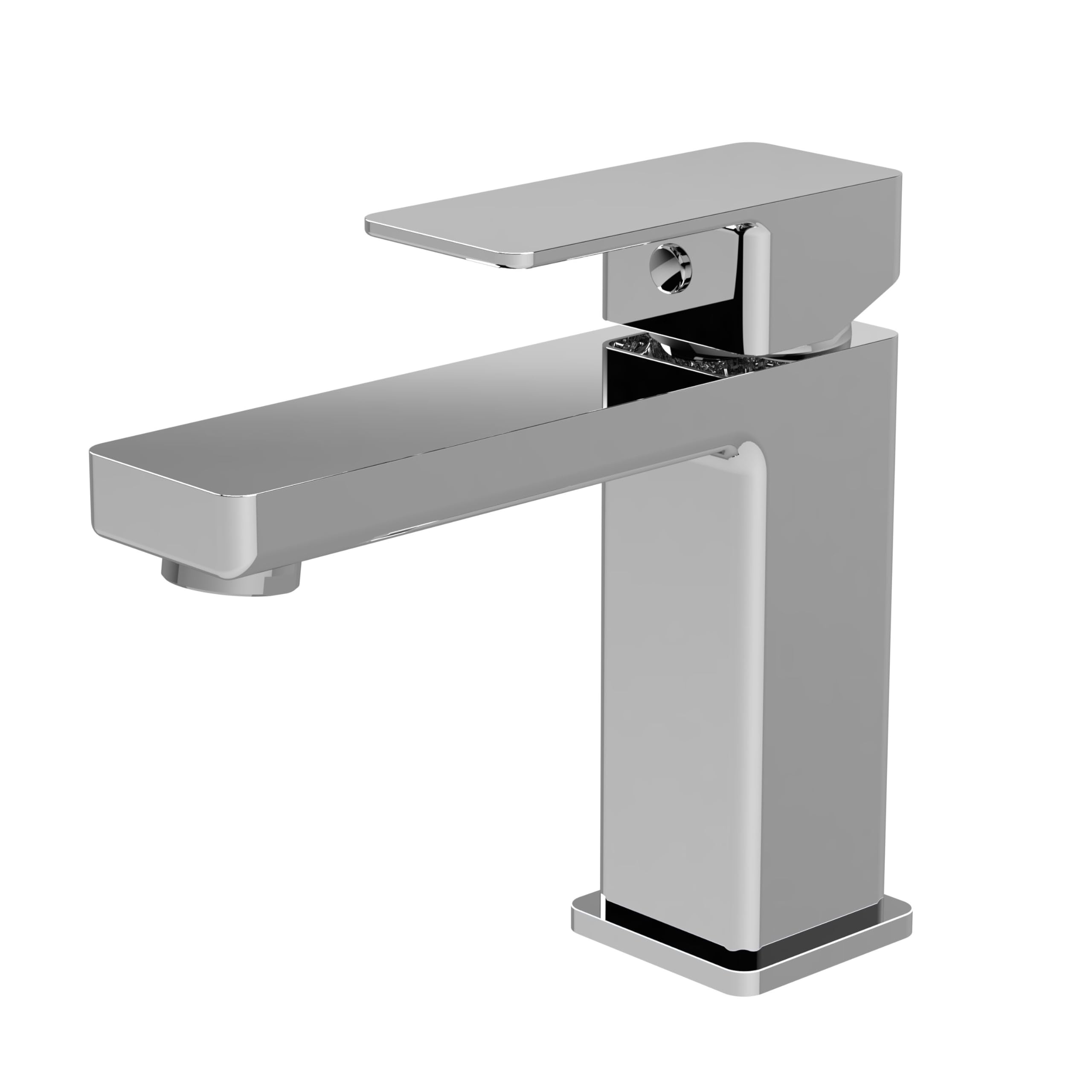Balterley Square Mono Basin Mixer Tap - Chrome Finish - Push Button Waste