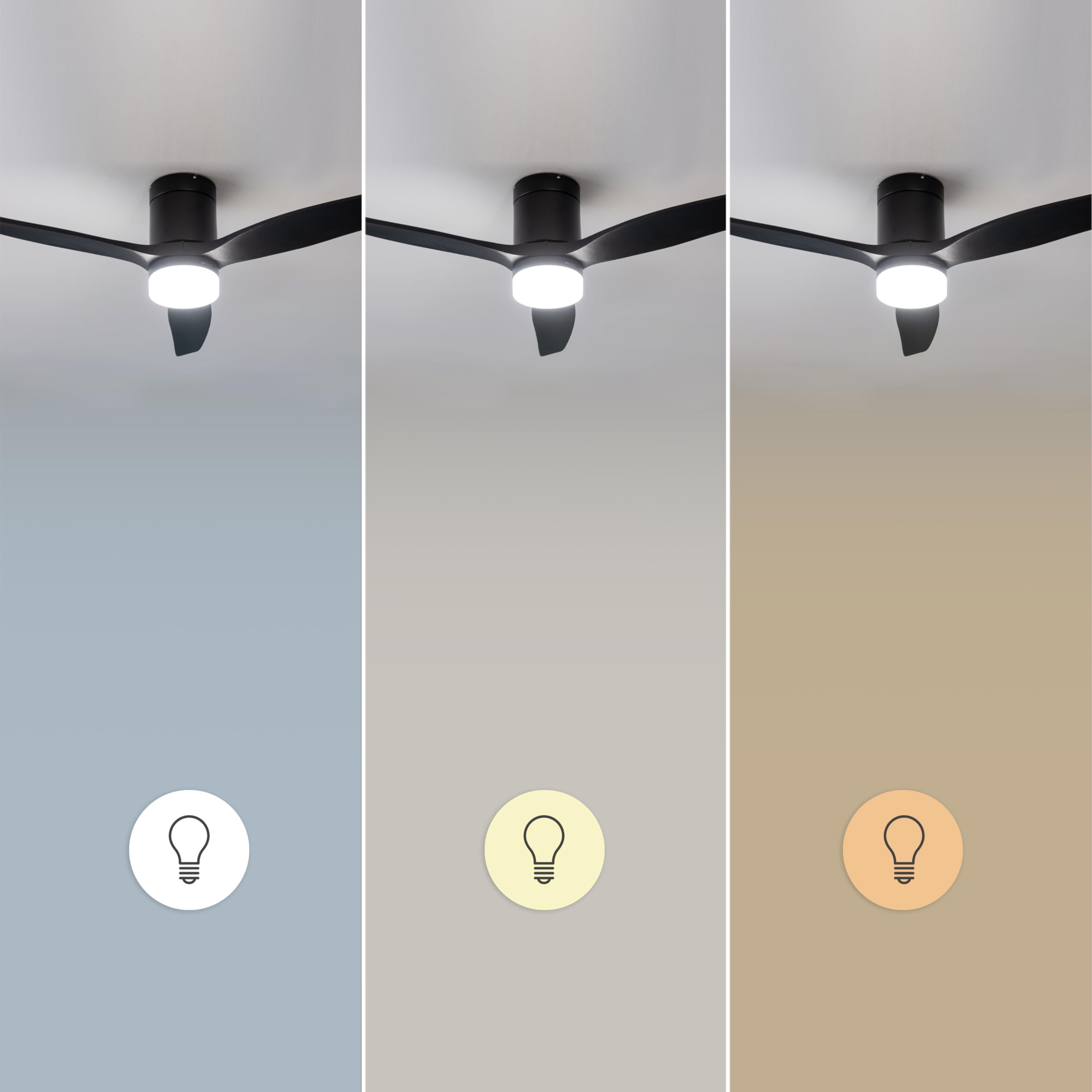 Cecotec Ventilatore da Soffitto con Luce EnergySilence Aero 5600 Aqua Black&Black Connected. 40 W, LED 18 W, Diametro 132 cm, Wi-Fi, Telecomando, Protezione IP44, Timer 8 Ore, 3 Pale, 6 Velocità