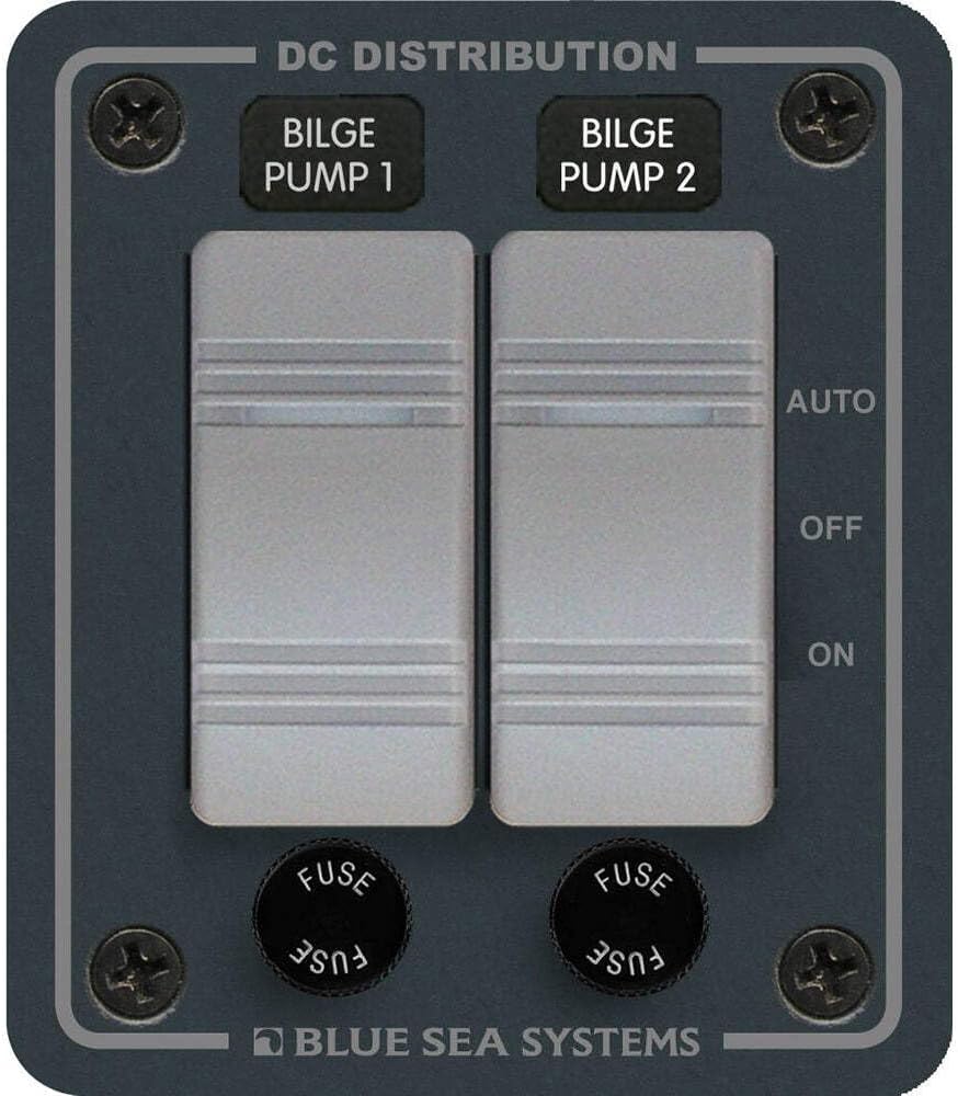 Blue Sea Systems 8664 Contura Water-Resistant DC Panel - Bilge Pump Control 2 Position, Gray