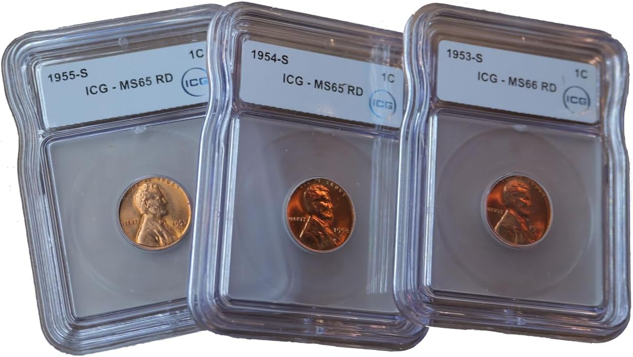 1 Wheat Penny from The 1950s or 1940s US Mint Lincoln Penny Coin - ICG MS65 or MS66