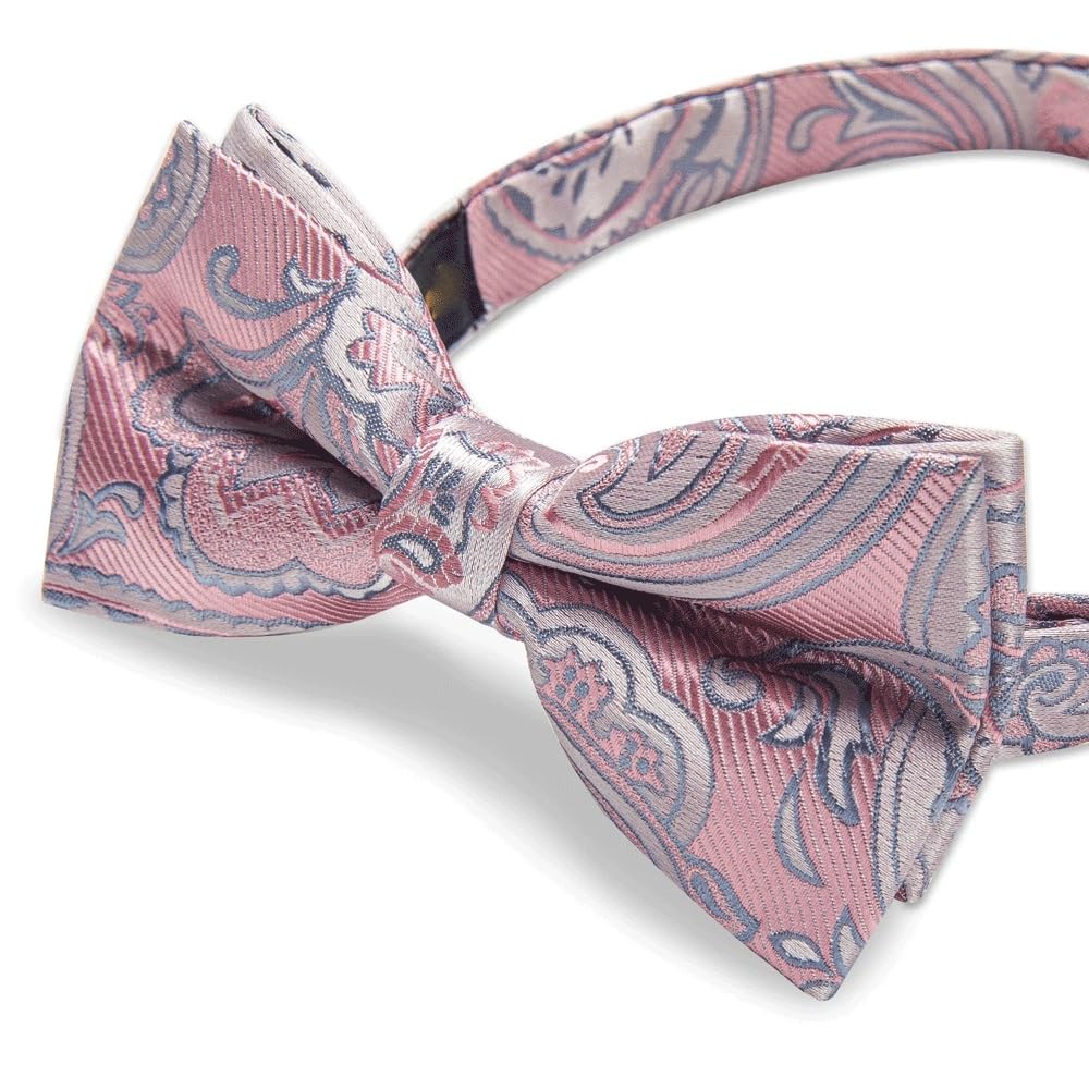 JFDBGU Pre-tied Bow Ties Paisley Knot Pocket Square Cufflinks Corsage Set for Wedding