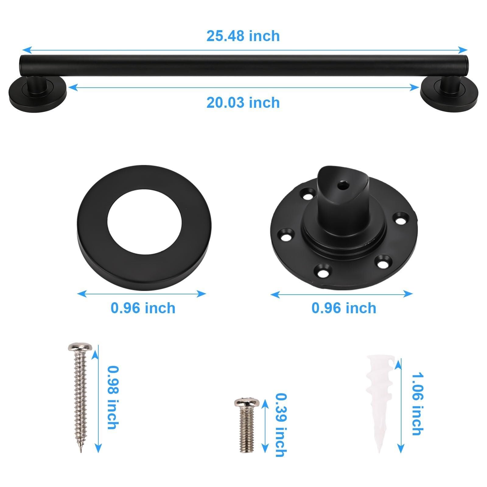 Barra de Apoyo para baño, Barras de Apoyo para Barras de Ducha de 12 Pulgadas, Acero Inoxidable, Montaje en Pared con Agarre moleteado Antideslizante, Barra Seni