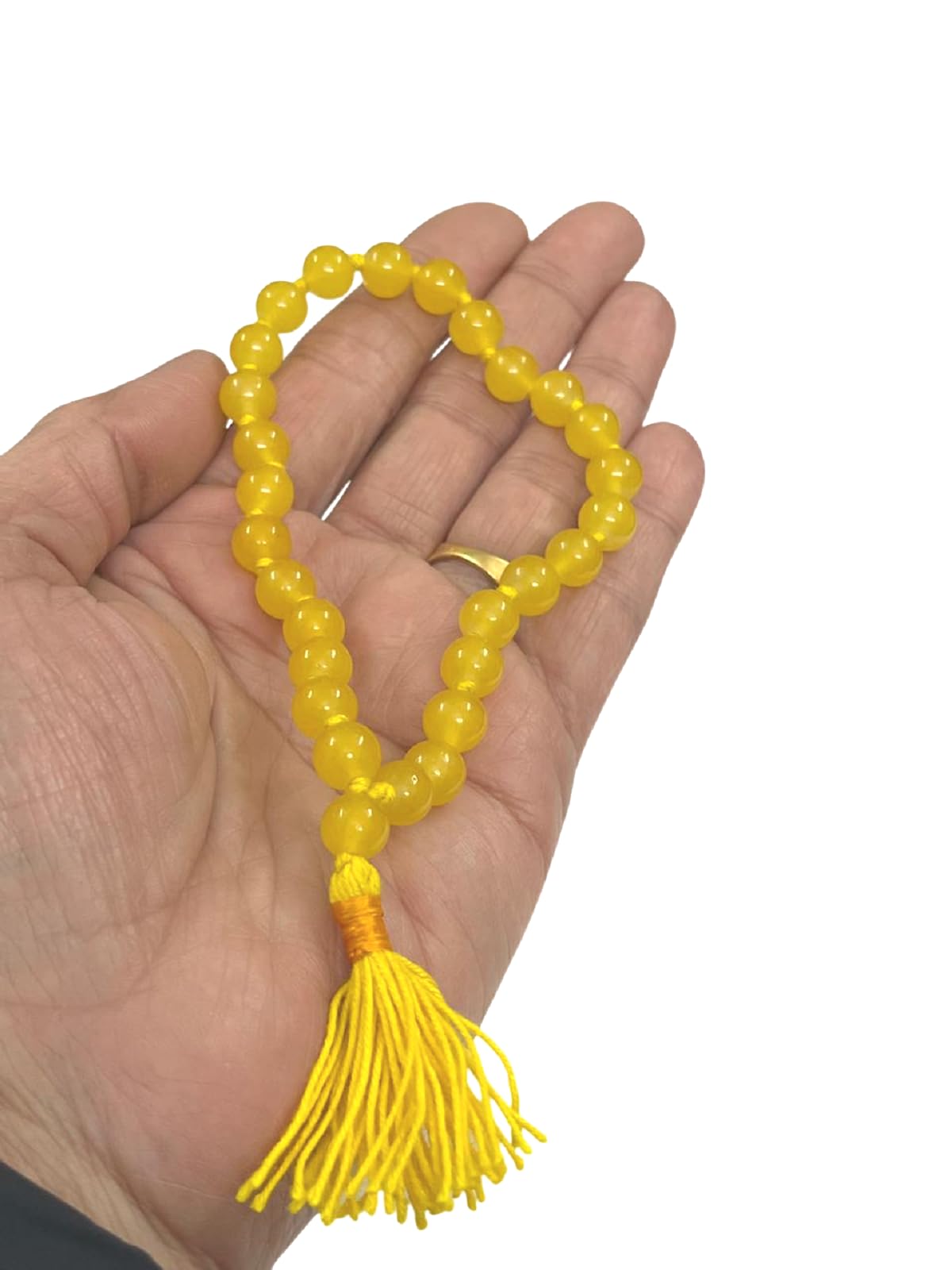 numeroastro Yellow Agate | Hakik Round Beads Mala for Jaap (8 MM) (27 Beads) (1 Pc)-image-30