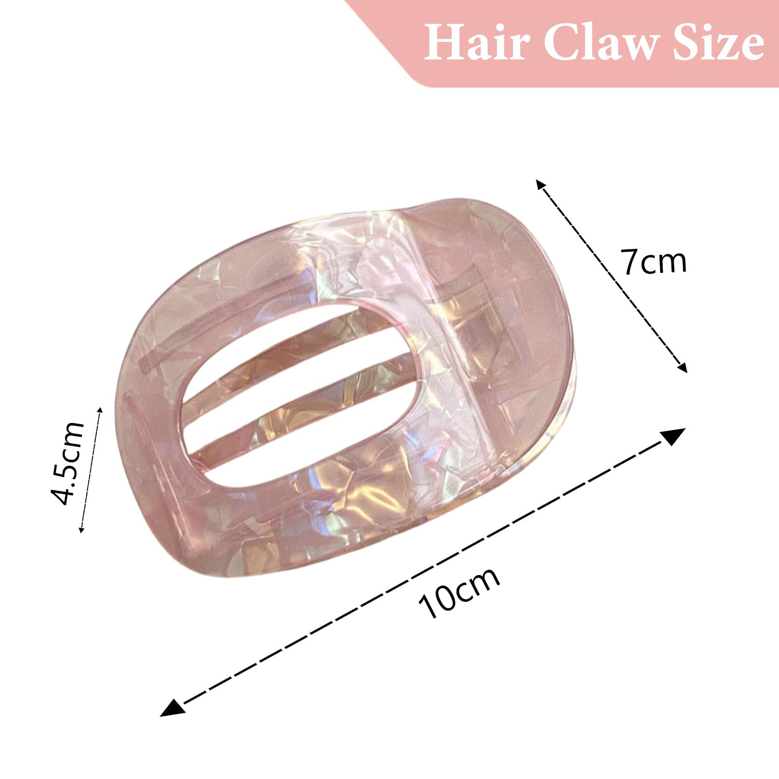 Yeomju Pack of 4 Acetate FlatHair Comfortable Curved Clip for Women's Thick and Thin Hair, Candy Colour, multicoloured - Image 2